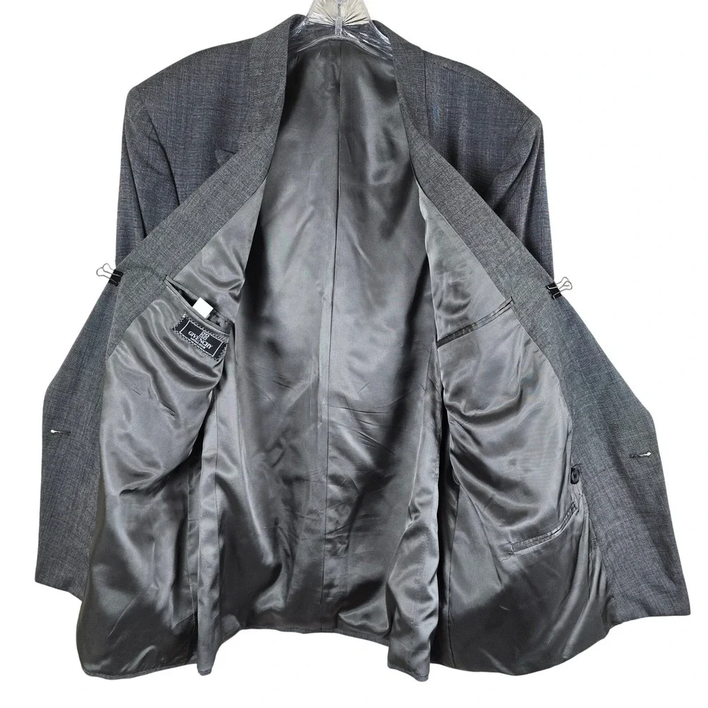 Givenchy Monsieur Vintage Double-Breasted‎ Blazer - Gray Micro-Check